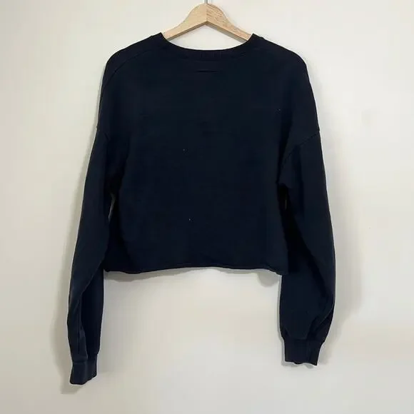 Hollister Navy Blue Crop Crew Neck Sweatshirt - Picture 6 of 6